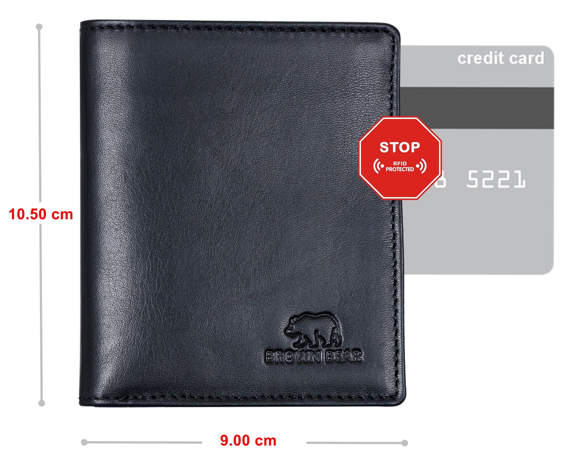 Brown Bear Slim Wallet - 8005 Schwarz Nappa