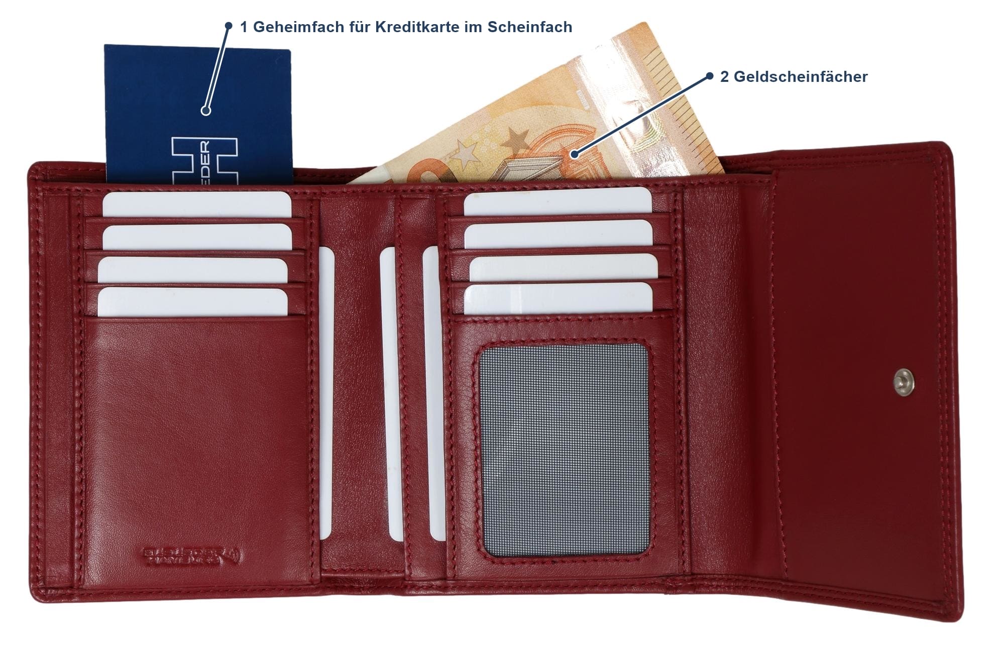 Elbleder Polo 108 - Damen Geldbörse mit Überschlag Rot